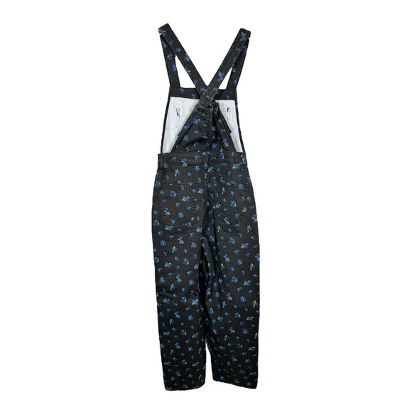 WeWoreWhat Ditsy Floral Print Slouchy Slit Overalls XS Black Blue Adjustable - Picture 6 of 10